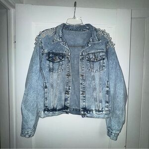 Pearl Embellished Denim Jacket